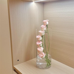 高透明水培养插花瓶醒花筒直花筒防摔花瓶L简约桌面亚克力透明花