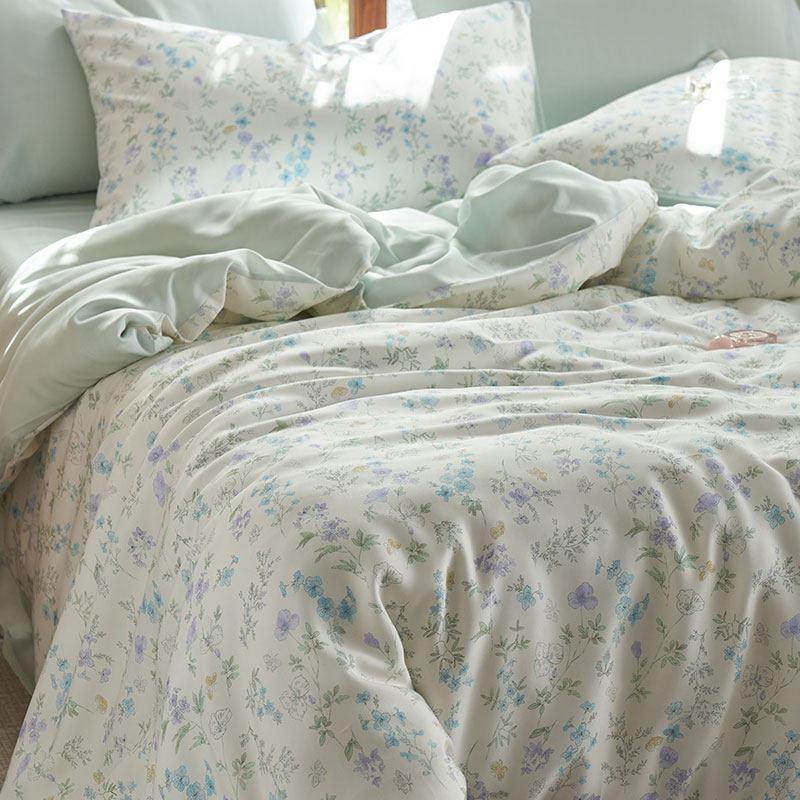 春意盎然~春夏莱赛尔天丝床上四件套冰丝凉感夏季床单被套1.8床品,床上用品,床品套件/四件套/多件套,淘宝优惠券,粉丝福利购,淘宝优惠卷