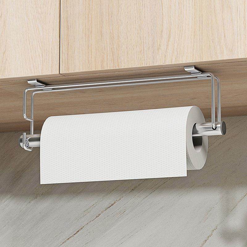 304不锈钢厨房纸巾架卷纸架 创意挂式柜门厨纸架免打孔厨房用纸架