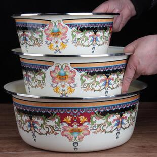 三件套盆【珍品】珐瑯搪瓷多用厨房家用盆汤和面 面盆打蛋洗拌菜