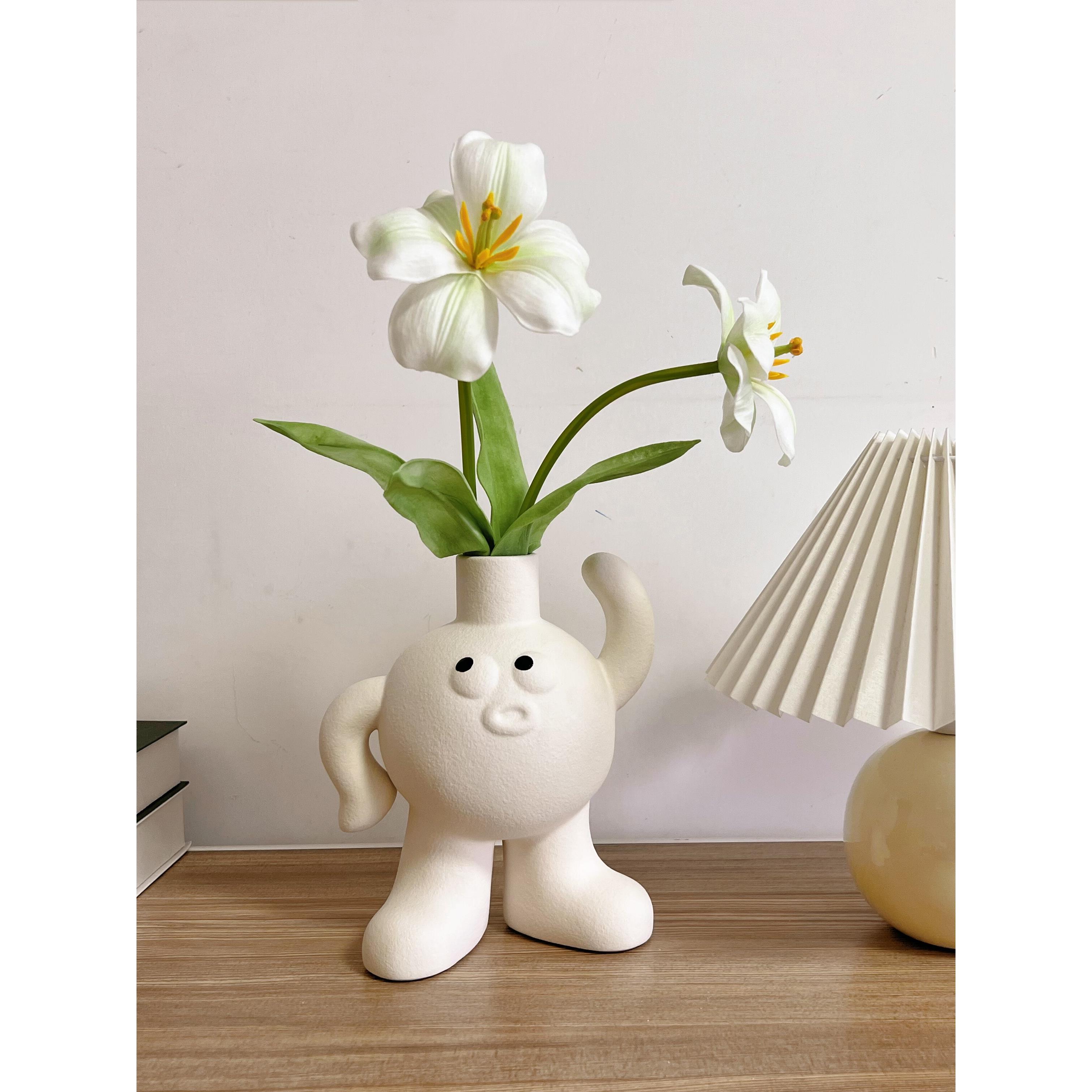 HANICE北欧ins大脚丫可爱陶瓷花瓶玄关餐桌客厅插花艺术装饰摆件