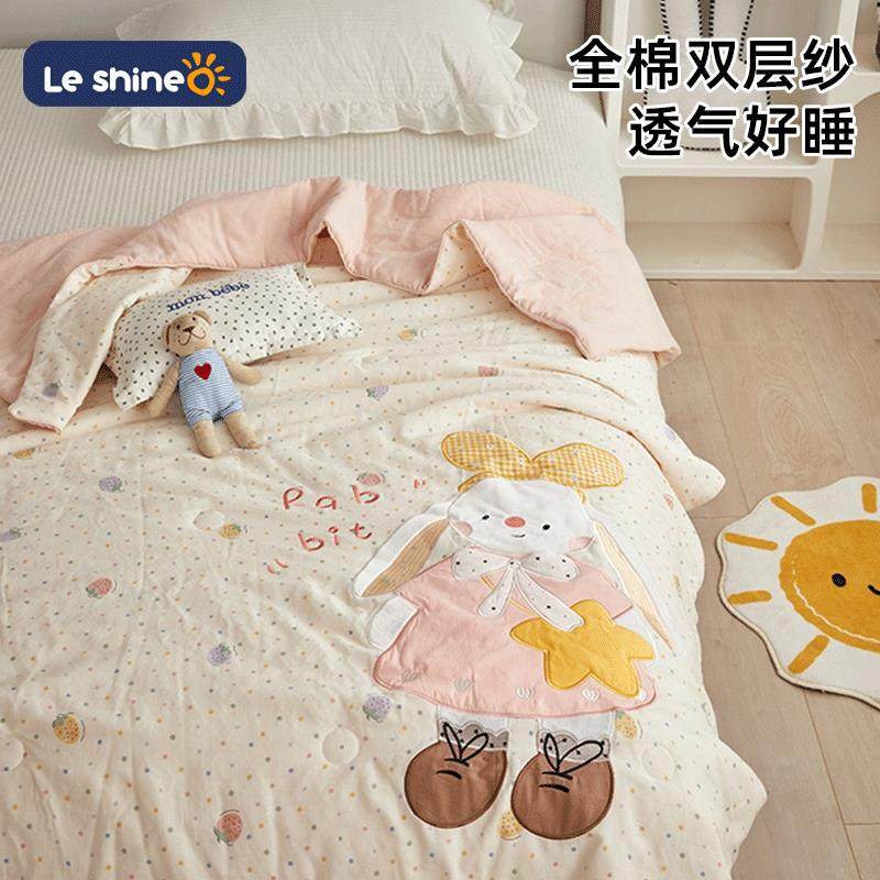 A类卡通空调被全棉双层纱布贴绣儿童大豆夏被宝宝幼儿园夏凉被子,床上用品,化纤被,淘宝优惠券,粉丝福利购,淘宝优惠卷