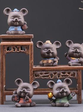 久造可爱陶瓷鼠摆件生肖老鼠的吉祥物电视柜装饰品桌面招财工艺品