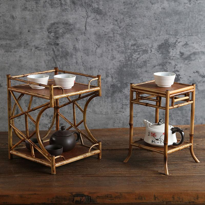 竹制实木紫竹茶棚茶架 博古架小茶柜茶棚置物架展示架茶具收纳架