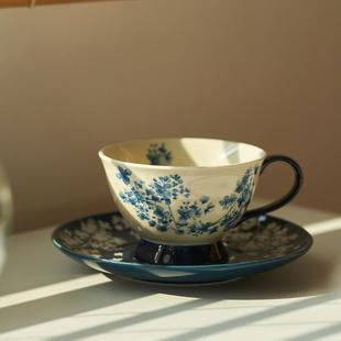 高级感家用陶瓷杯子拿铁拉花杯精致下午茶杯碟 肆月中古咖啡杯套装