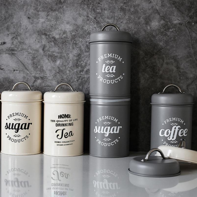 咖啡豆防潮密封保存罐 金属密封咖啡粉罐 厨房储物罐食品级