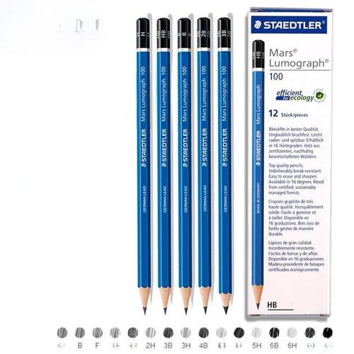 德国STAEDTLER/施德楼100蓝杆2B比|4B|6B|8B绘图速写素描铅笔学生