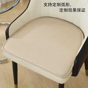 加厚防滑定制 高档细麻U型餐椅垫北欧轻奢椅子坐垫弧形马蹄形四季