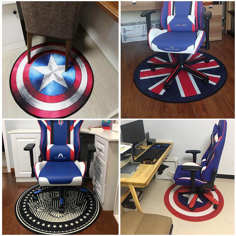 漫威美国队长圆形盾牌地毯 英伦风格电竞椅游戏地垫