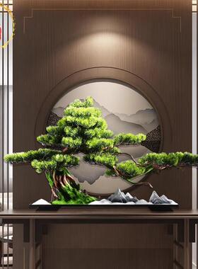 威弗列德创意彷真迎客松盆景摆件禅意客厅中式玄关酒店造景软装饰