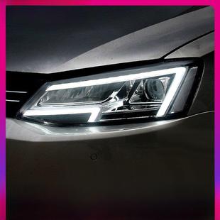 适用于12 Led大灯镜头日间行车灯流光转 18大众新速腾大灯总成改装
