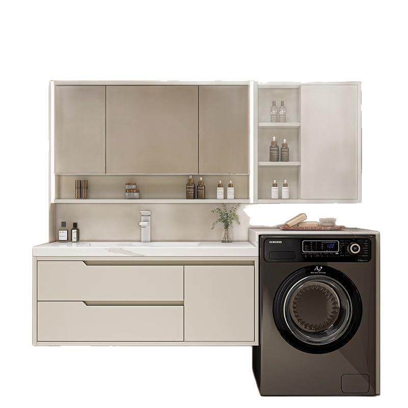 现代简约非标浴室柜高级感卫生间洗漱台组合岩板热弯一体陶瓷盆