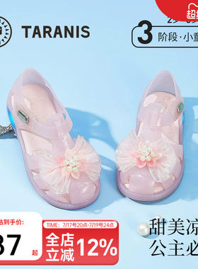 泰兰尼斯闪灯凉鞋公主果冻水晶鞋