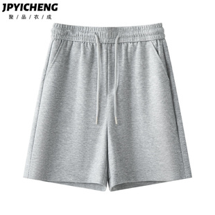 女2025新款 子直筒阔腿裤 冬季 高腰显瘦五分裤 爆款 灰色休闲运动短裤