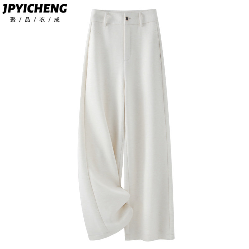 气质软糯毛呢阔腿裤女2025新款冬季加厚西装裤垂感宽松休闲直筒裤