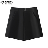 短裤 宽松阔腿裤 2025新款 黑色西装 冬季 高腰显瘦A字裤 休闲外穿热裤