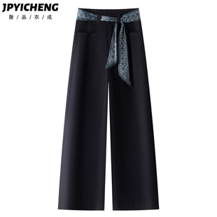 黑色宽松阔腿牛仔裤女2025新款冬季小个子高腰直筒裤梨型身材裤子