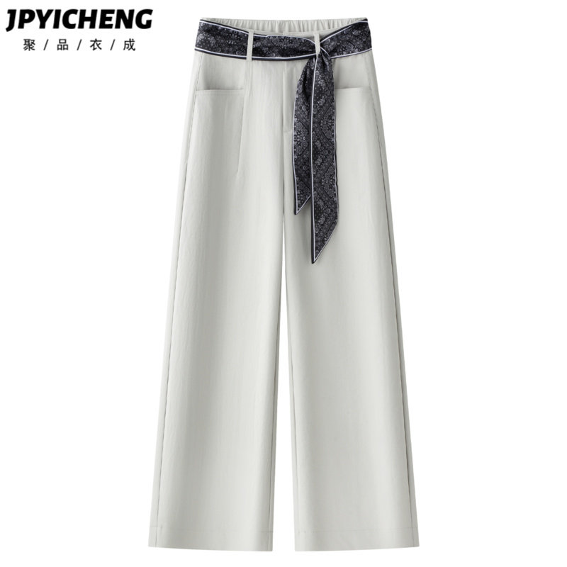 白色西装阔腿裤女2025新款冬季流行宽松显瘦小个子高级垂感直筒裤