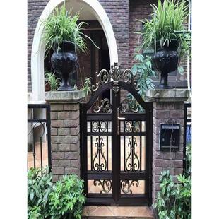 铝艺双开门铁艺庭院大门锁锌合金简约拉手院子户外锁体把手锁通用