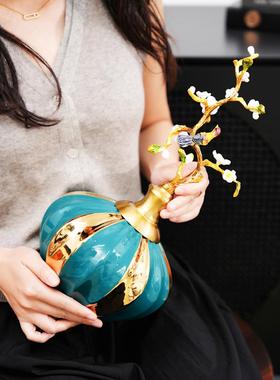 新中式创意珐琅彩酒柜陶瓷摆件客厅样板间玄关电视柜轻奢软装饰品