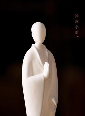 九造中国白瓷无相佛像装饰创意家居客厅书房陈设陶瓷禅宗人物装饰
