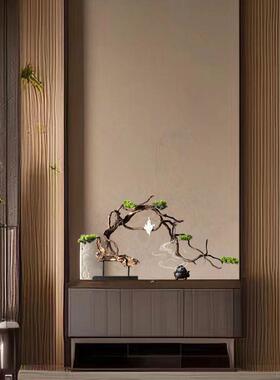 宋韵美学天然实木根雕枯木模拟迎宾松木禅宗桌面装饰摆件茶室入口