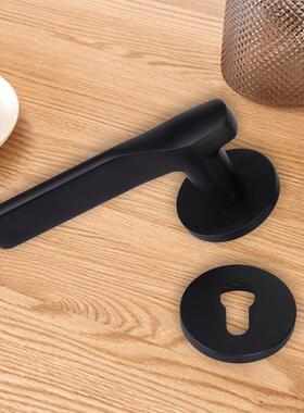 现代黑色卧室门锁室内门把手家用通用型静音房门锁磁吸分体木门锁