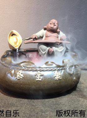 陶瓷流水喷泉桌面小摆件客厅鱼缸风水轮办公室创意鱼缸室内加湿器