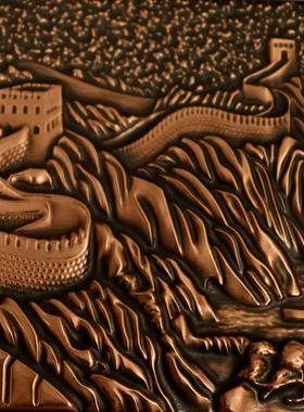 铜雕画《长城》纯紫铜立体装饰画领导长辈礼品办公室公司桌面摆件