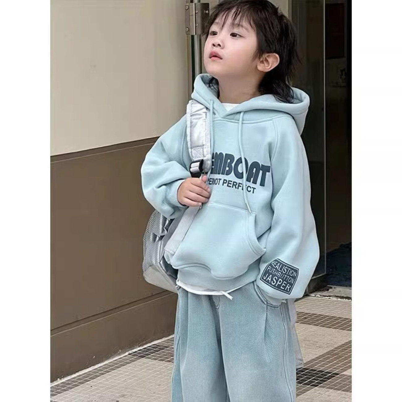 男童加绒卫衣儿童秋冬装2026新款韩版女童保暖连帽上衣洋气时髦潮
