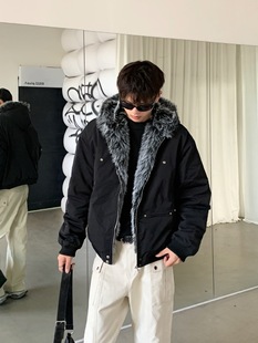 加厚加绒外套 复古座山雕毛领飞行员夹克棉服男冬季 16EME NORD美式