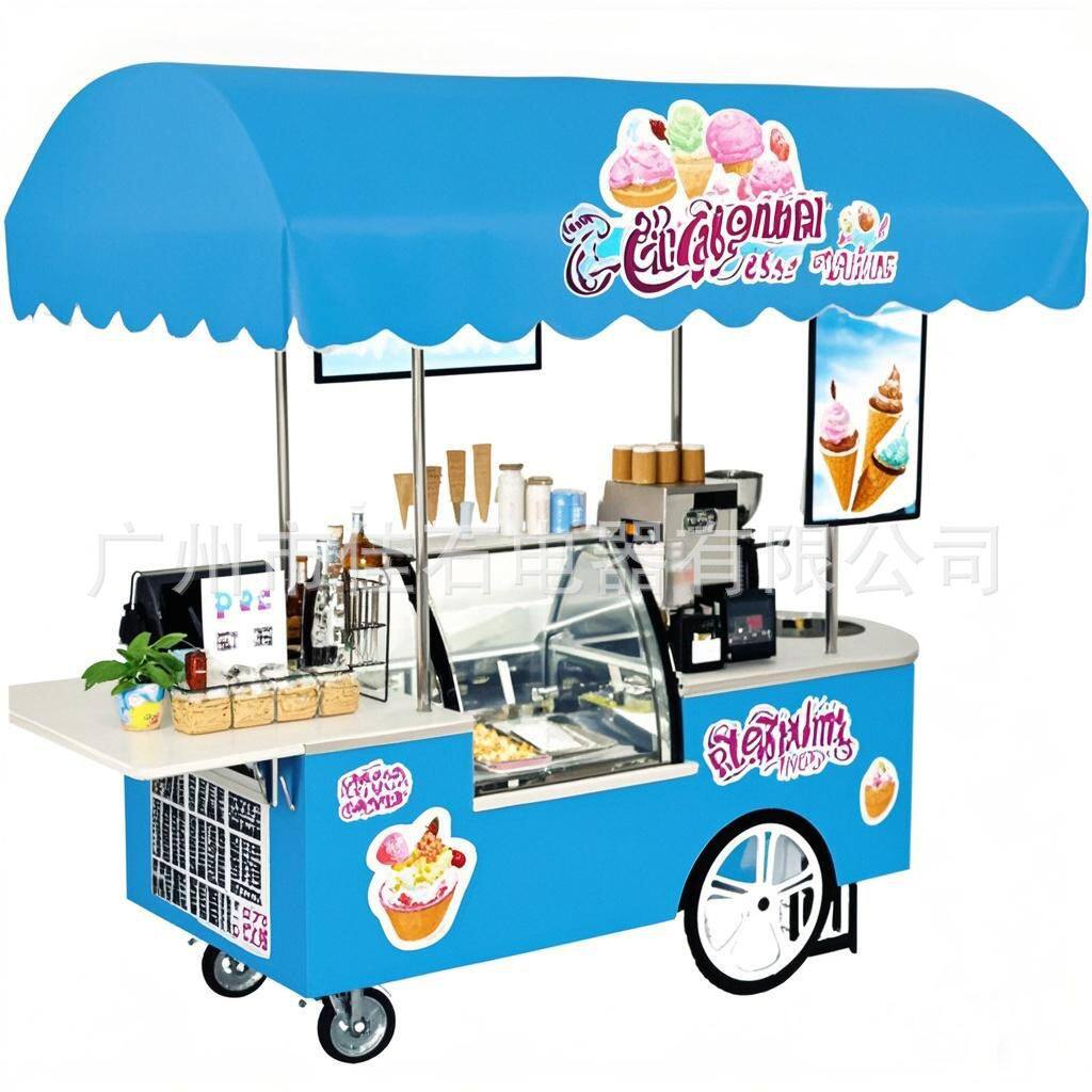 厂家新款 110V 8盘 户外雪糕车 ice cream cart  冰淇淋摆摊车