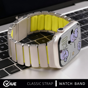 适用苹果iWatchs11手表表带磁吸全钛ultra3硅胶ultra2新款女s10智能腕表s9专用s8新款s7男金属高级腕带