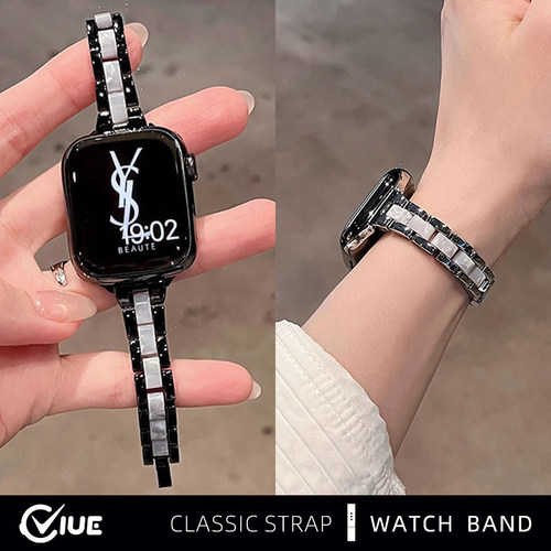 适用iwatchs10表带S11苹果手表applewatch9夏季S10新智能S8小蛮腰树脂7合金属S7透气S6代SE女款高级替换腕带