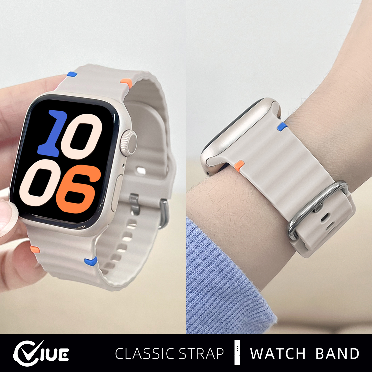 适用苹果iwatchs11手表表带applewatchS10新款s9秋冬s8缝线硅胶s7智能S6男女Ultra3新款SE3高级感替换腕表带