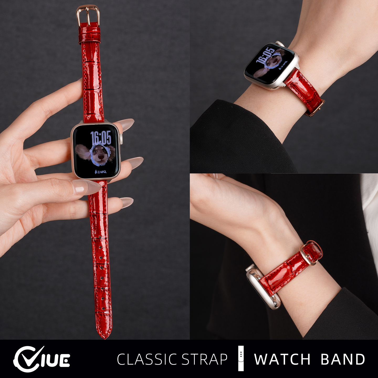 适用苹果applewatch S11手表表带iWatch S10竹节纹皮质s8圣诞节女款SE高级感S6复古创意小众秋冬新年款49mm