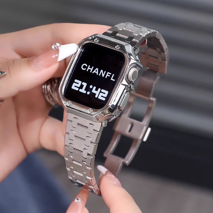 适用iwatch苹果手表带8代AP同款金属s7代智能腕表apple watch9小众Ultra金属se男女款高级感链夏季腕带diy