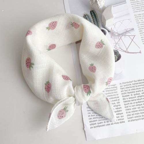 可爱的笑脸棉麻男女儿童围巾细方围巾丝绸围巾婴儿婴儿三角形唾液