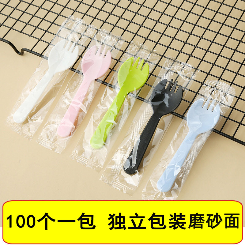 一次性独立包装蛋糕叉勺套装含蓝