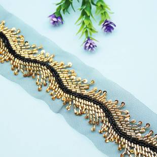 玻璃珠钉珠花边DIY电脑珠绣米珠蕾丝织带汉服礼服新古典辅料