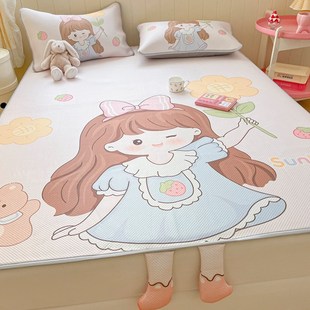 卡通冰丝凉席三件套2025新款夏季可机洗单人儿童空调W席凉感软席