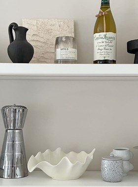 Wabi-Sabi风格的叶子珠宝珠宝香薰水D果盘储存托盘陶瓷高端入口钥