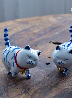 手工猫咪陶瓷摆件创意家居饰品治C愈系可爱小猫生日新年礼物包邮