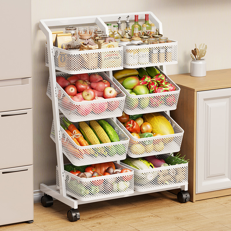 厨房菜篮子置物架家用落地多层可移动水果蔬菜收纳架多功能小推车