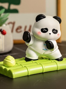 创意熊猫手机支架桌面摆件客x厅办公室工位平板支撑装饰品生日礼