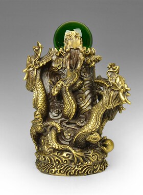 纯铜五龙戏珠摆件盘龙柱铜龙x工艺品财龙吐珠家居办公风水装饰摆