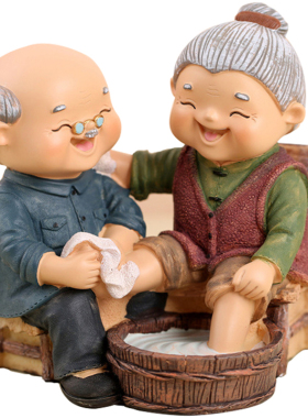 相守相伴老头f老太温馨情侣老爷爷老奶奶婚房装饰摆件长辈结婚礼