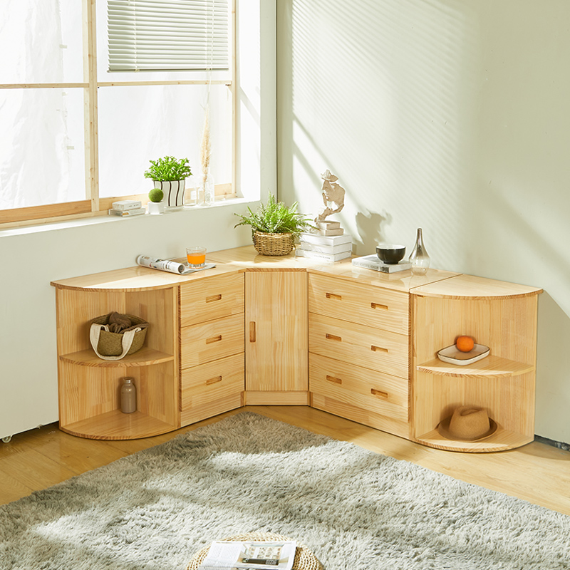 松木转角电视柜实木角柜老式墙角储物柜老式矮柜地柜阳台柜可定制