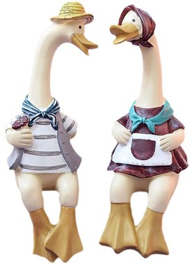 花园创意动物摆件树脂仿r真工艺品户外情侣卡通鸭子兔子庭院装饰