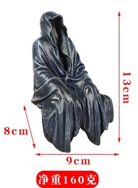 哥特暗黑风克苏鲁恶魔黑袍修士神像撒旦I坐姿雕塑树脂摆件装饰雕